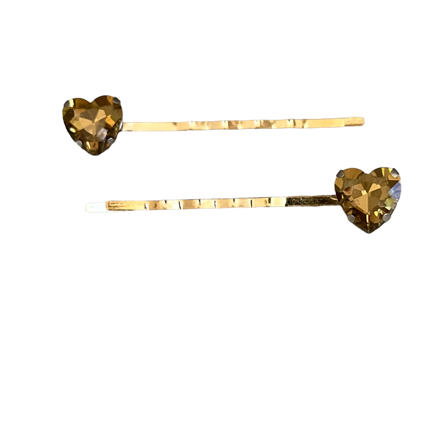 Gold Rhinestone Heart Hair Pins - Elegant & Glamorous Accessories
