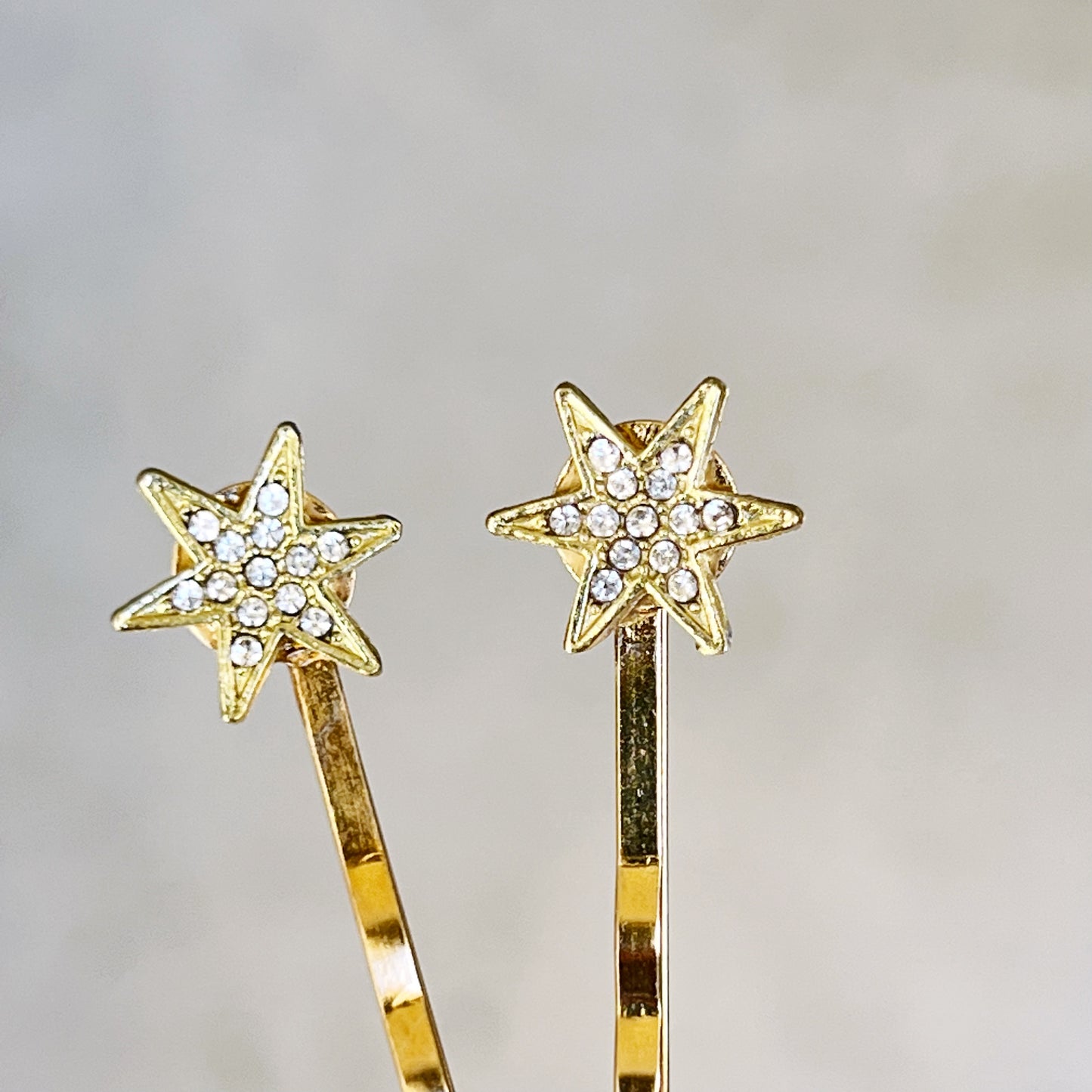 Gold Star Hair Pins – Sparkly Rhinestone Holiday Hair Clips for Christmas or NYE