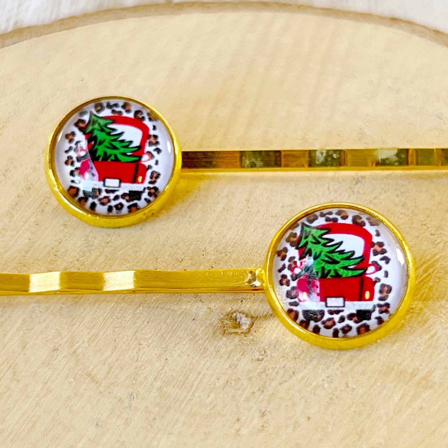 Red Truck Christmas Tree Holiday Bobby Pins