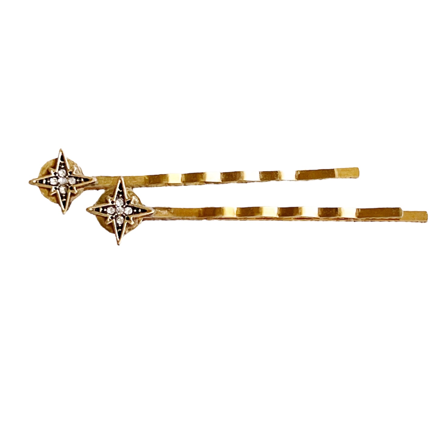 North Star Rhinestone Hair Pins – Gold Celestial Hair Clips with Vintage Style