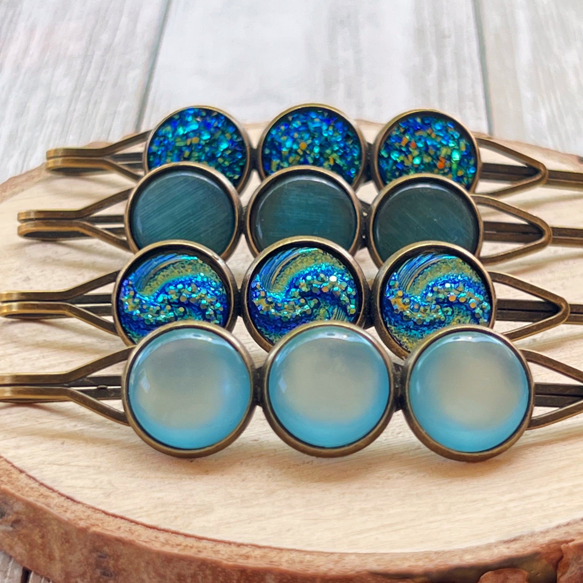 Blue Druzy Hair Pins Set of 4 - Chic Women's Hair Accessories | Hair Clips & Bobby Pins for Stylish Looks