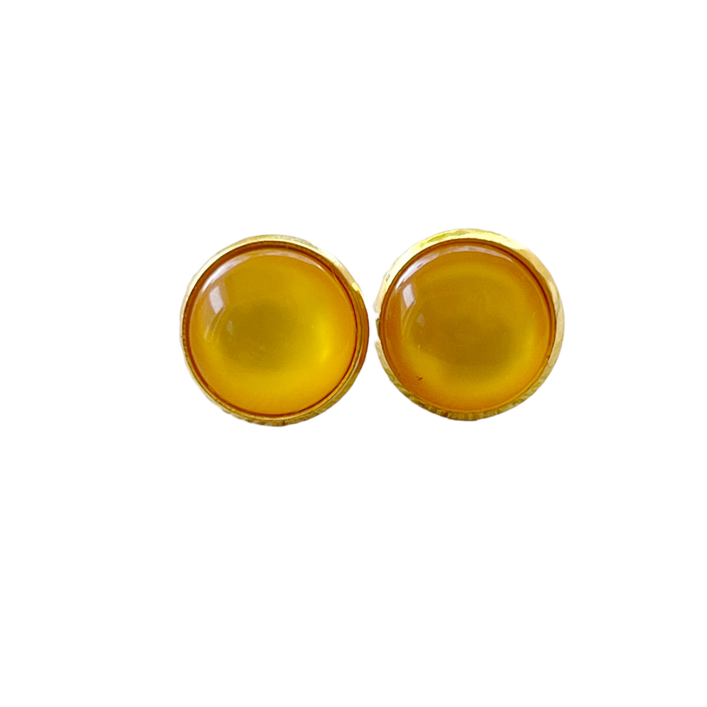 Orange Resin Gold Stud Earrings - Stylish & Vibrant Accessories