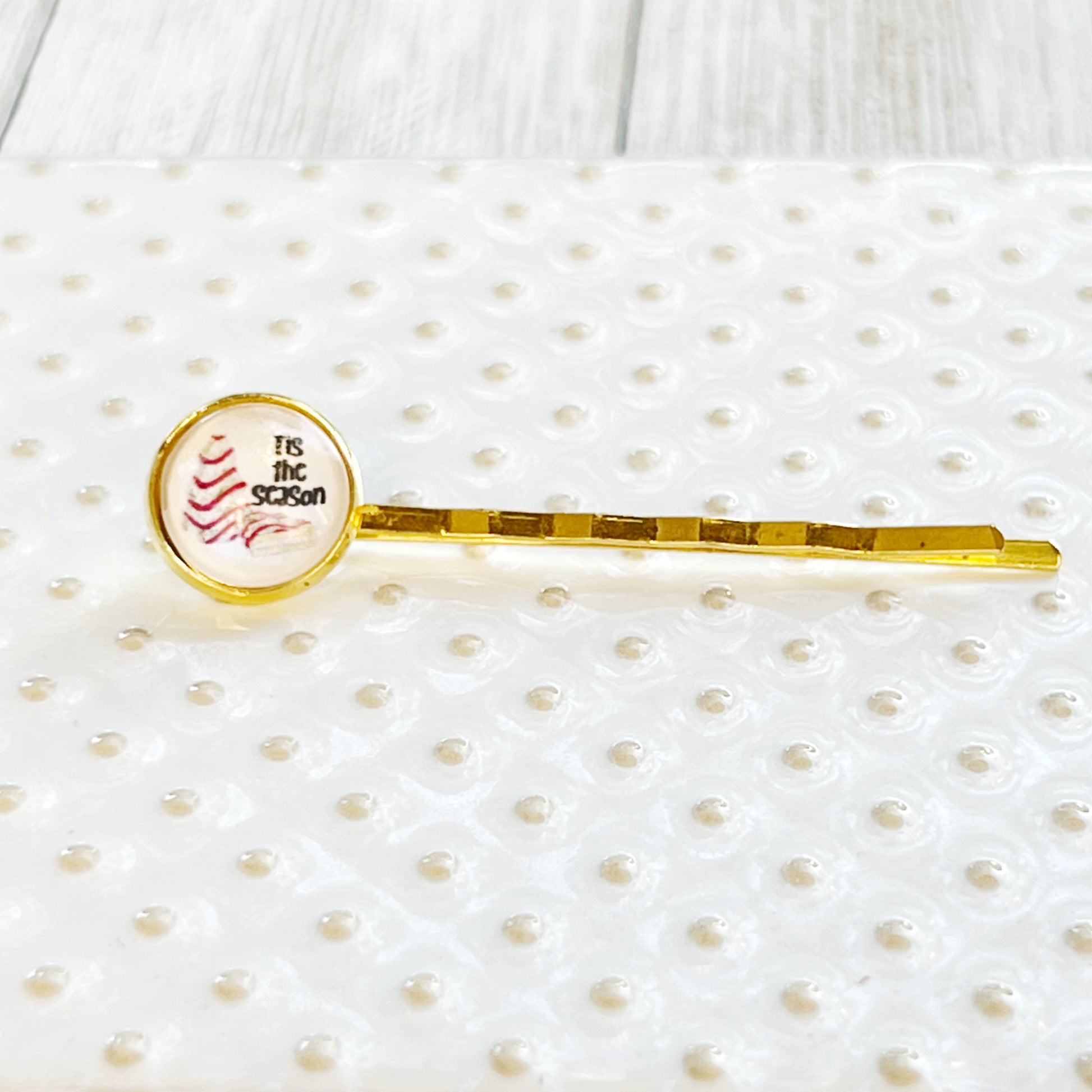 Christmas Tree Cake Gold Hair Pin - Festive Accessory for Holiday Hairstyles