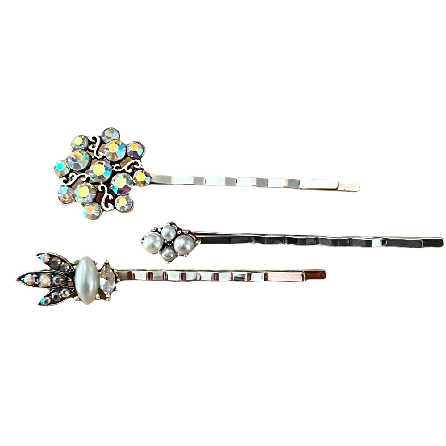 Pearl & Rhinestone Hair Pins – Set of 3 Elegant Accessories