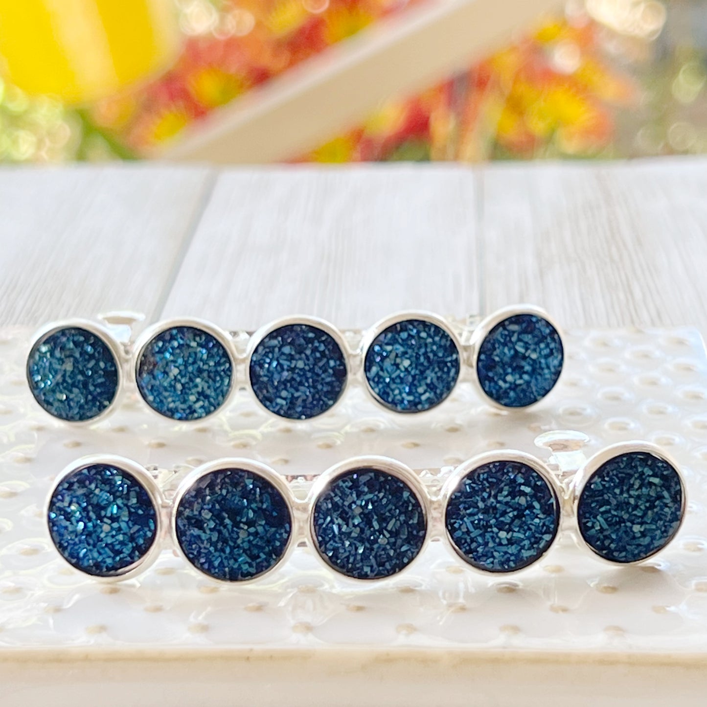 Cobalt Blue Druzy Hair Clips