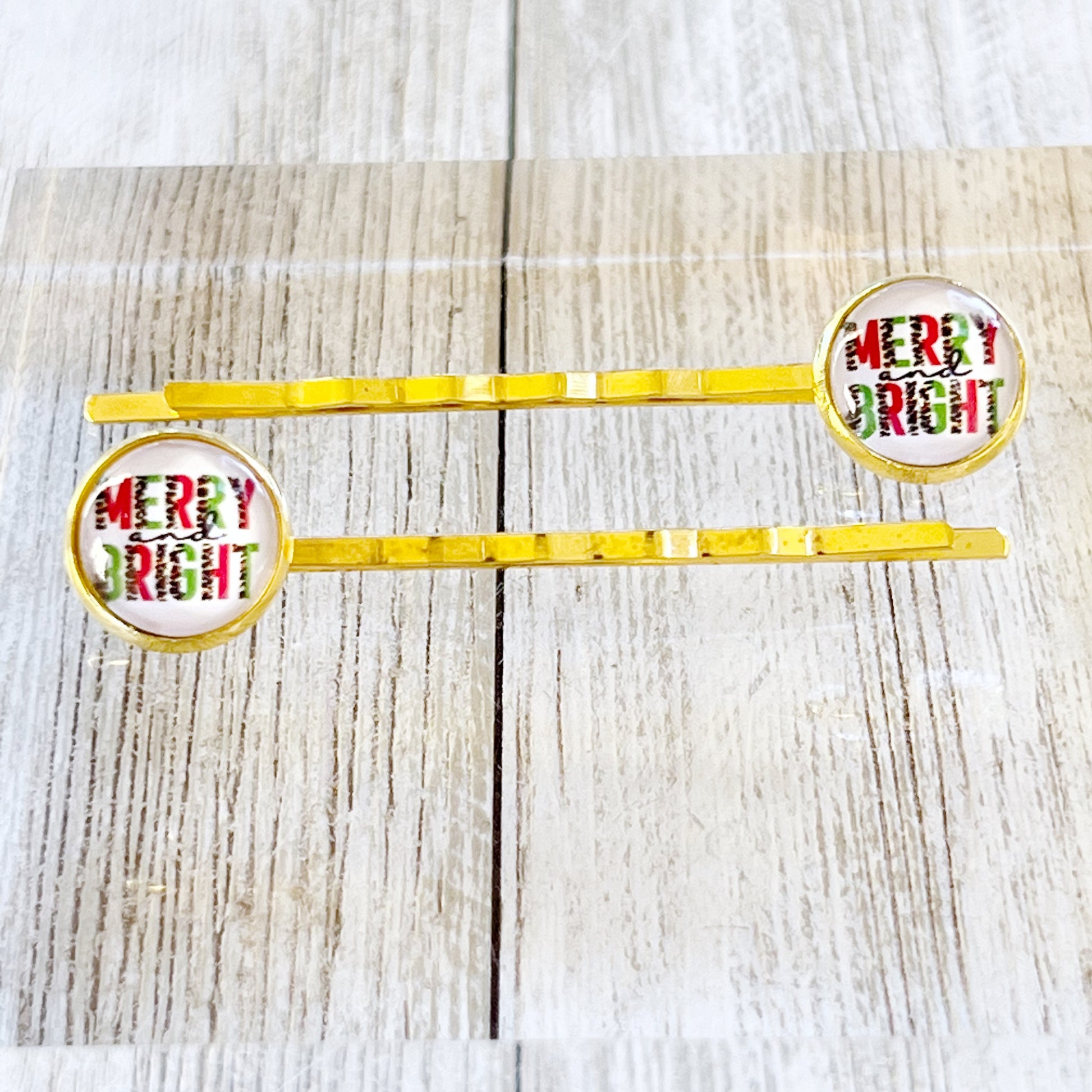 Merry & Bright Christmas Holiday Bobby Pins