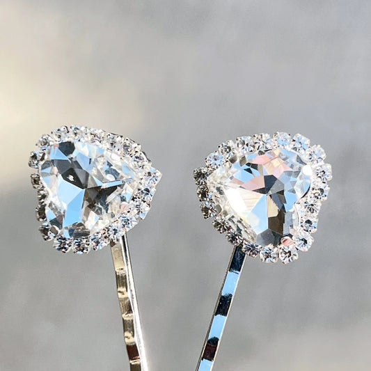Heart Rhinestone Hair Pins, Hair Pins For Woman, Womens Decorative Bobby Pin Crystal Heart Bobby Pin