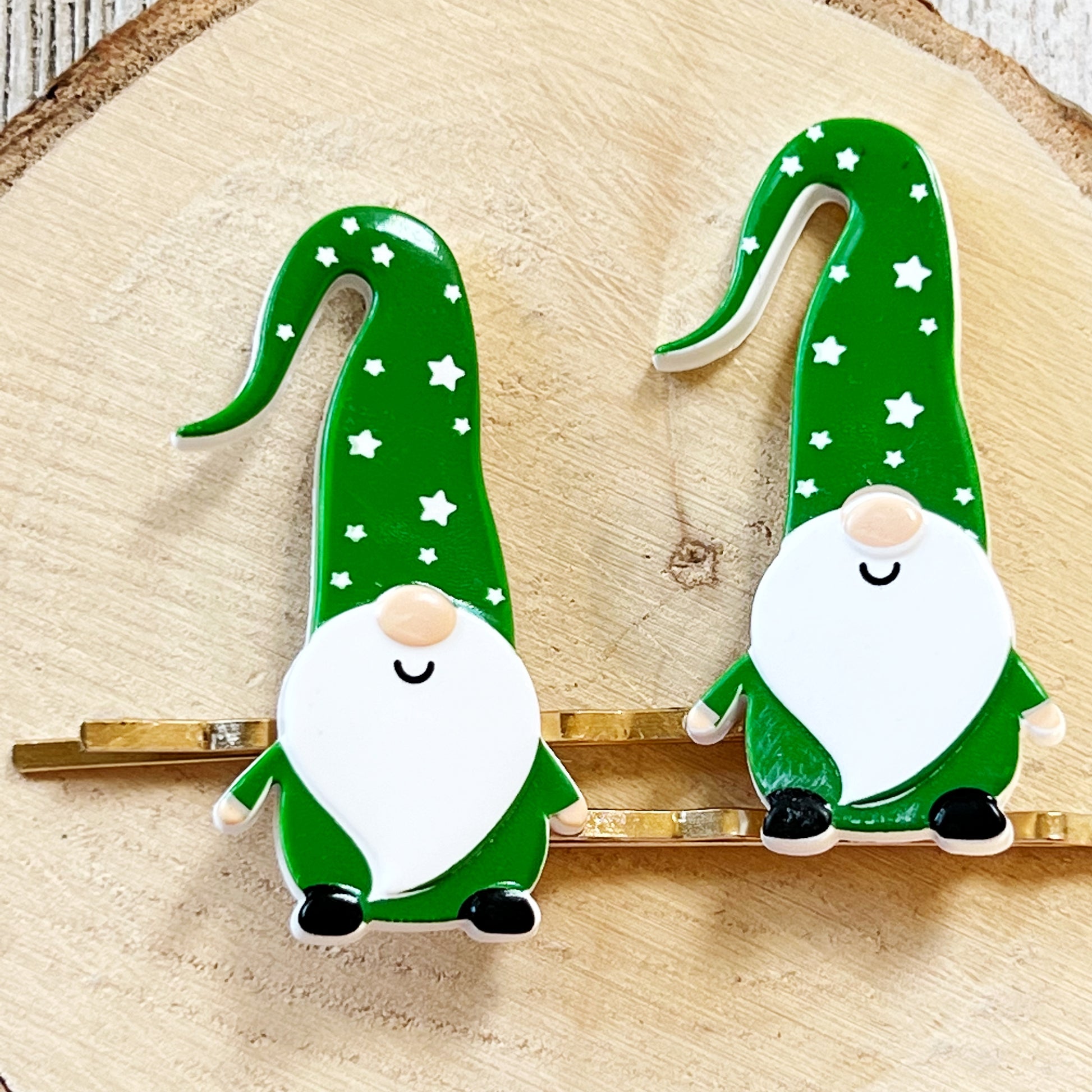 Green Gnome Christmas Hair Pins