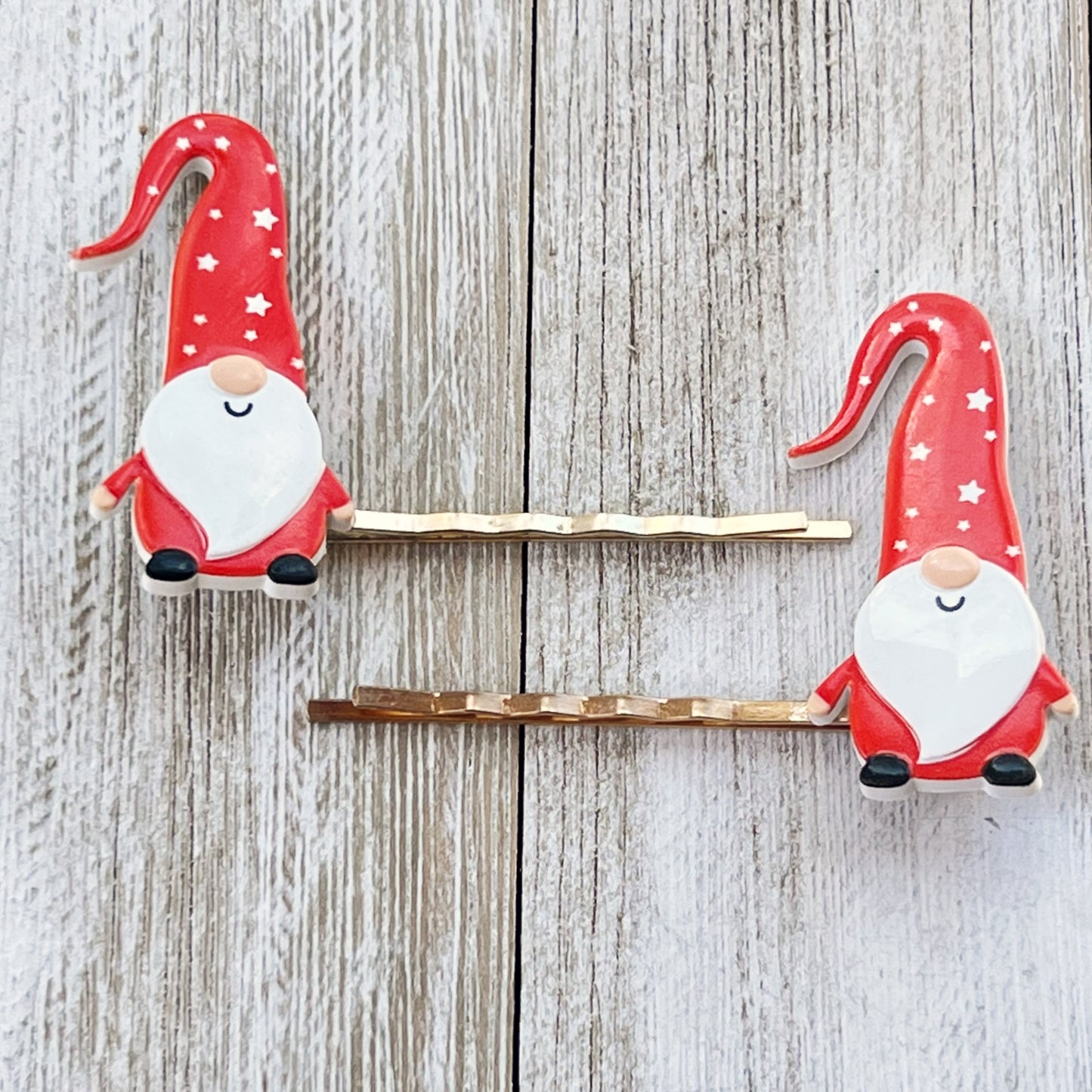 Red Gnome Christmas Hair Pins