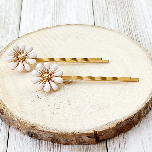 White Flower Decorative Hair Pins