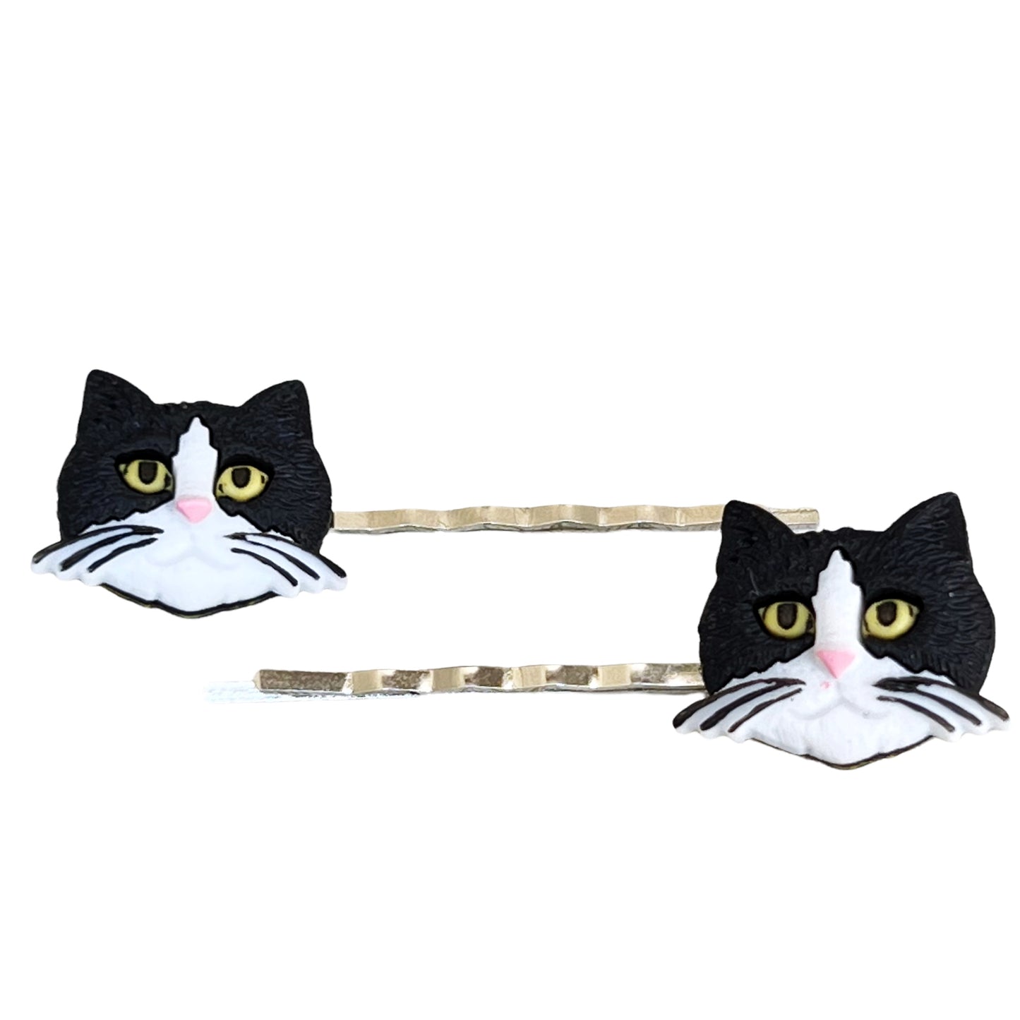 Black & White Cat Hair Pins - Feline-Inspired Accessories