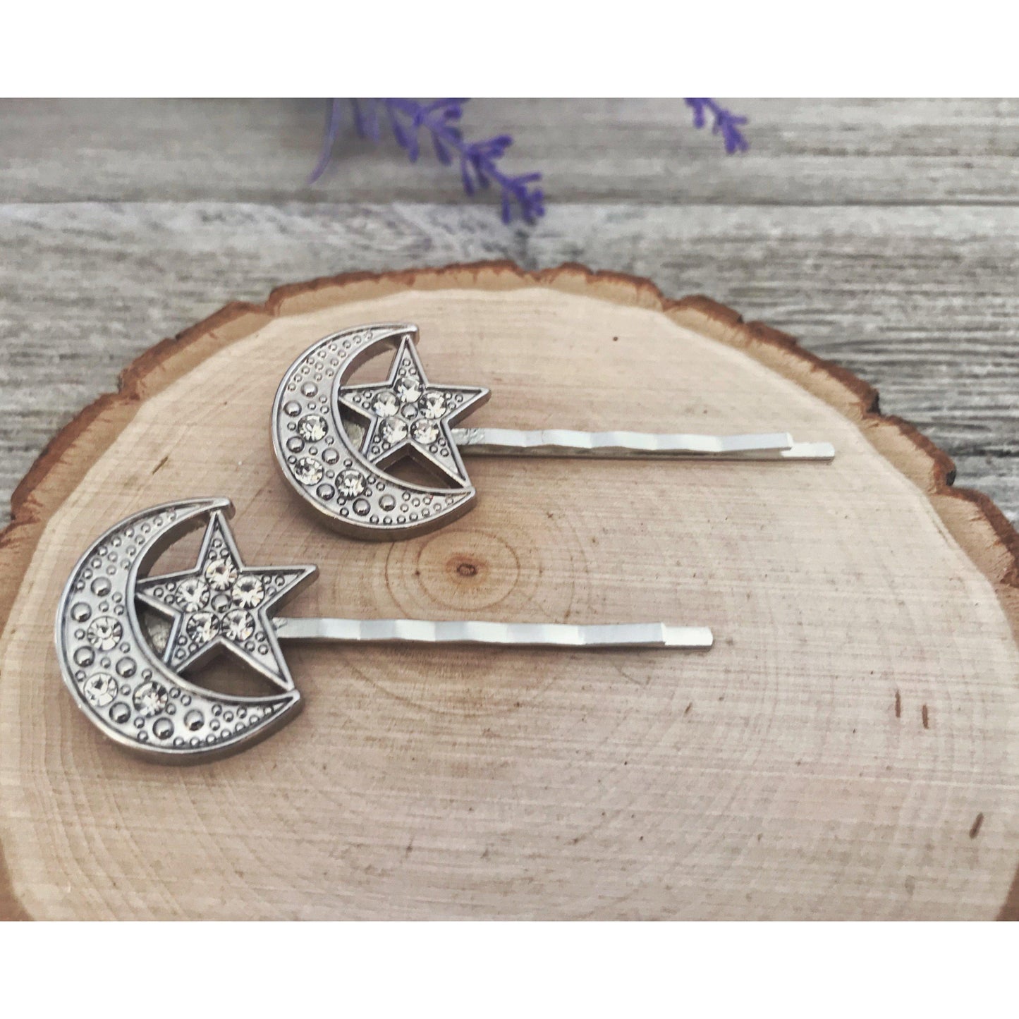 Moon & Stars Rhinestone Bobby Pins: Celestial Accents for Dreamy Hairstyles