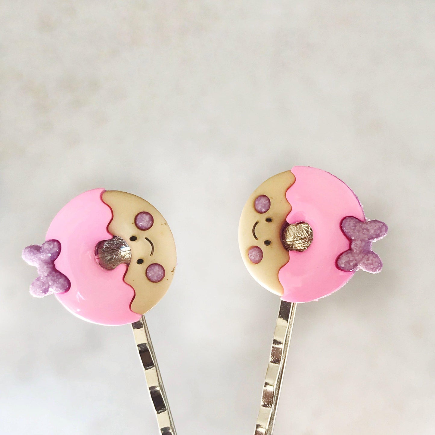 Pink Donut Hair Pins for Women and Girls