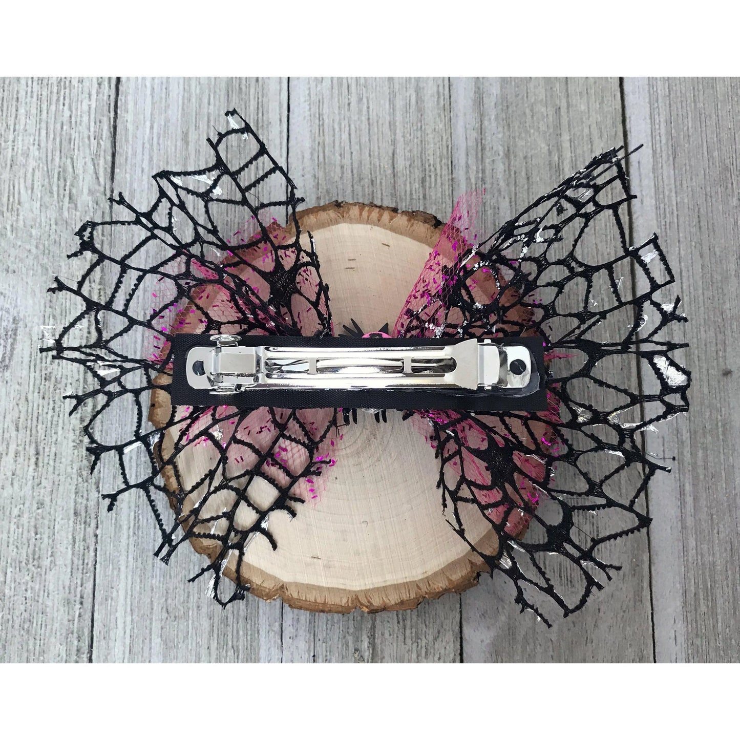 Halloween Black Spooky Cat Pink Hair Bow - Fun & Festive Halloween Accessory with a Pop of Color