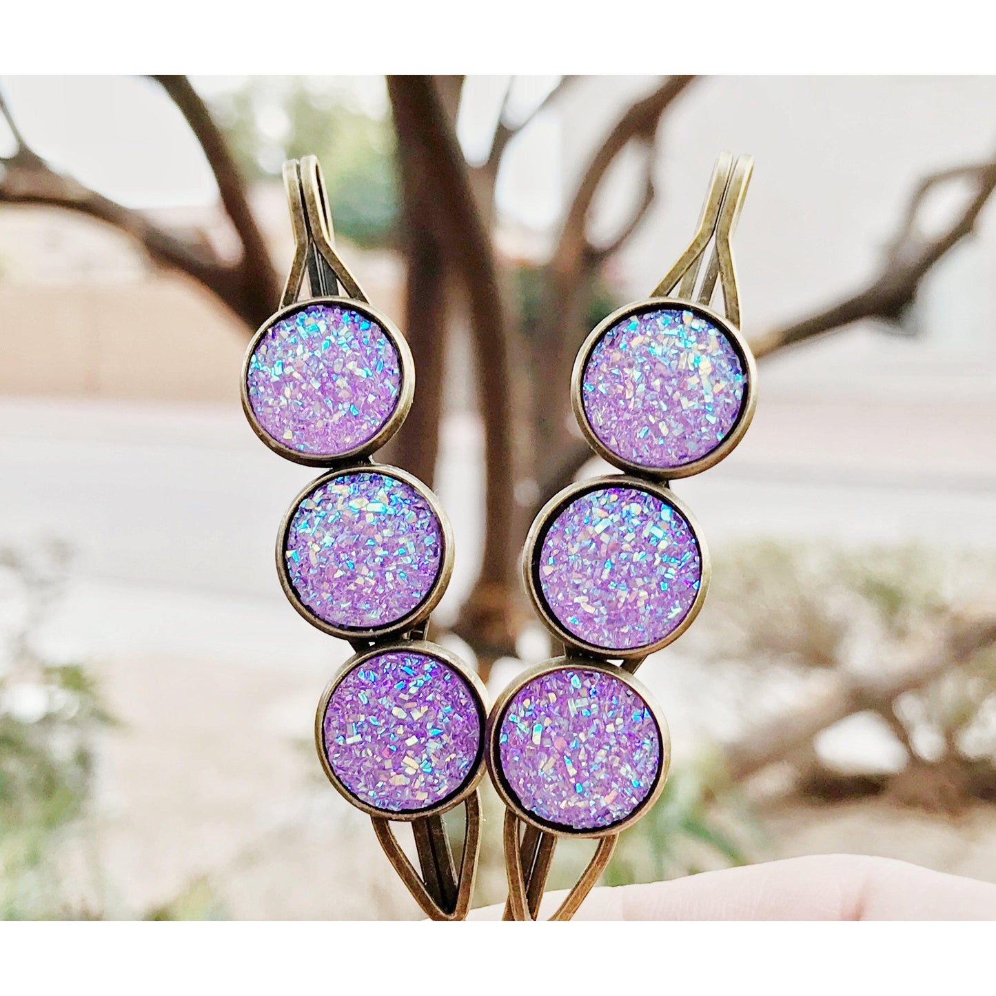 Purple Druzy Hair Pins: Chic Accessories for Unique Hairstyles
