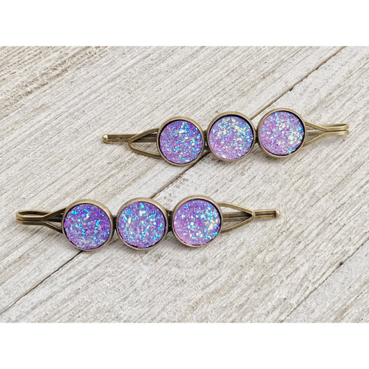 Purple Druzy Hair Pins: Chic Accessories for Unique Hairstyles