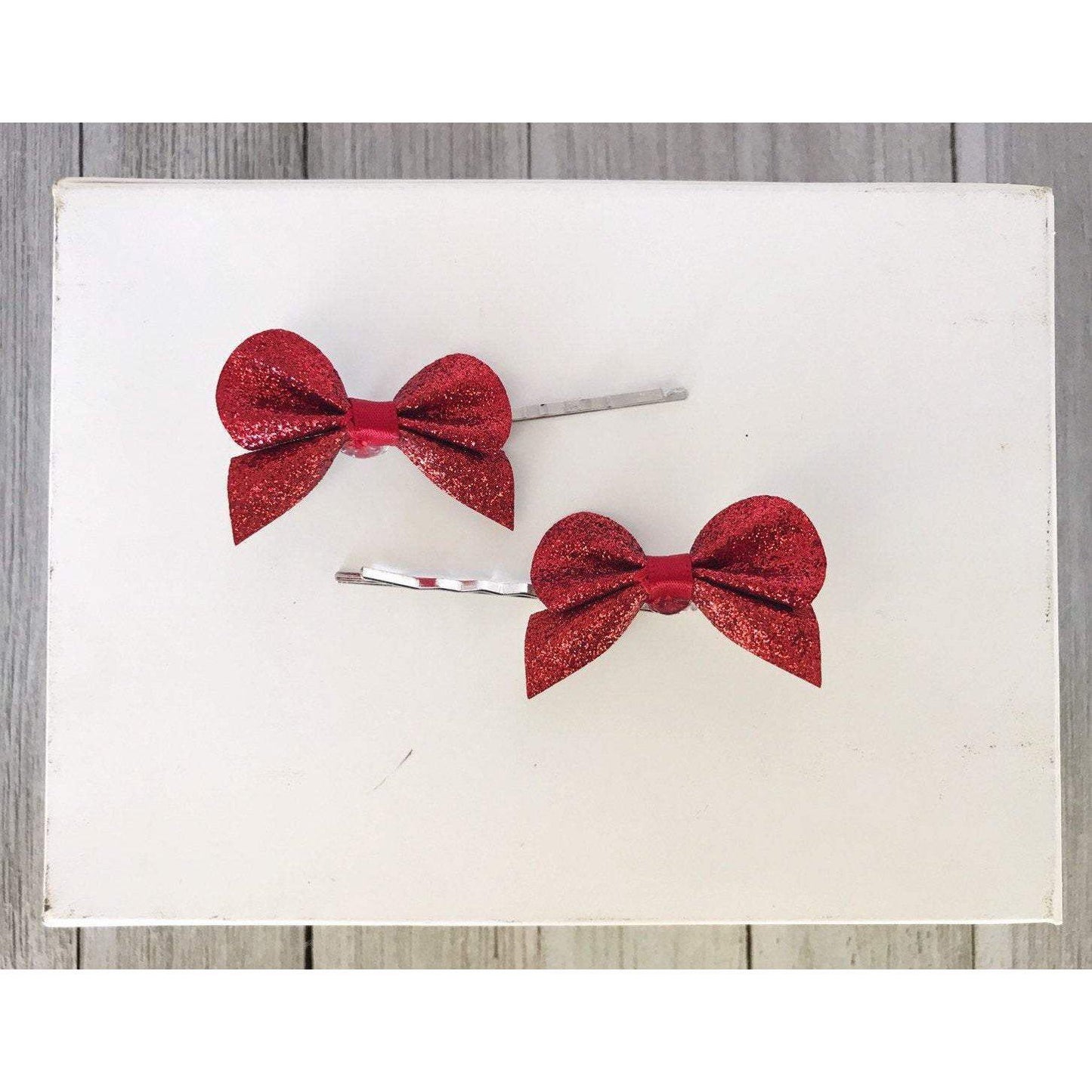 Red Bow Hair Pins, Womens Hair Pins, Girls Hair Accessories, Red Glitter Bobby Pin, Womens Hair Bows