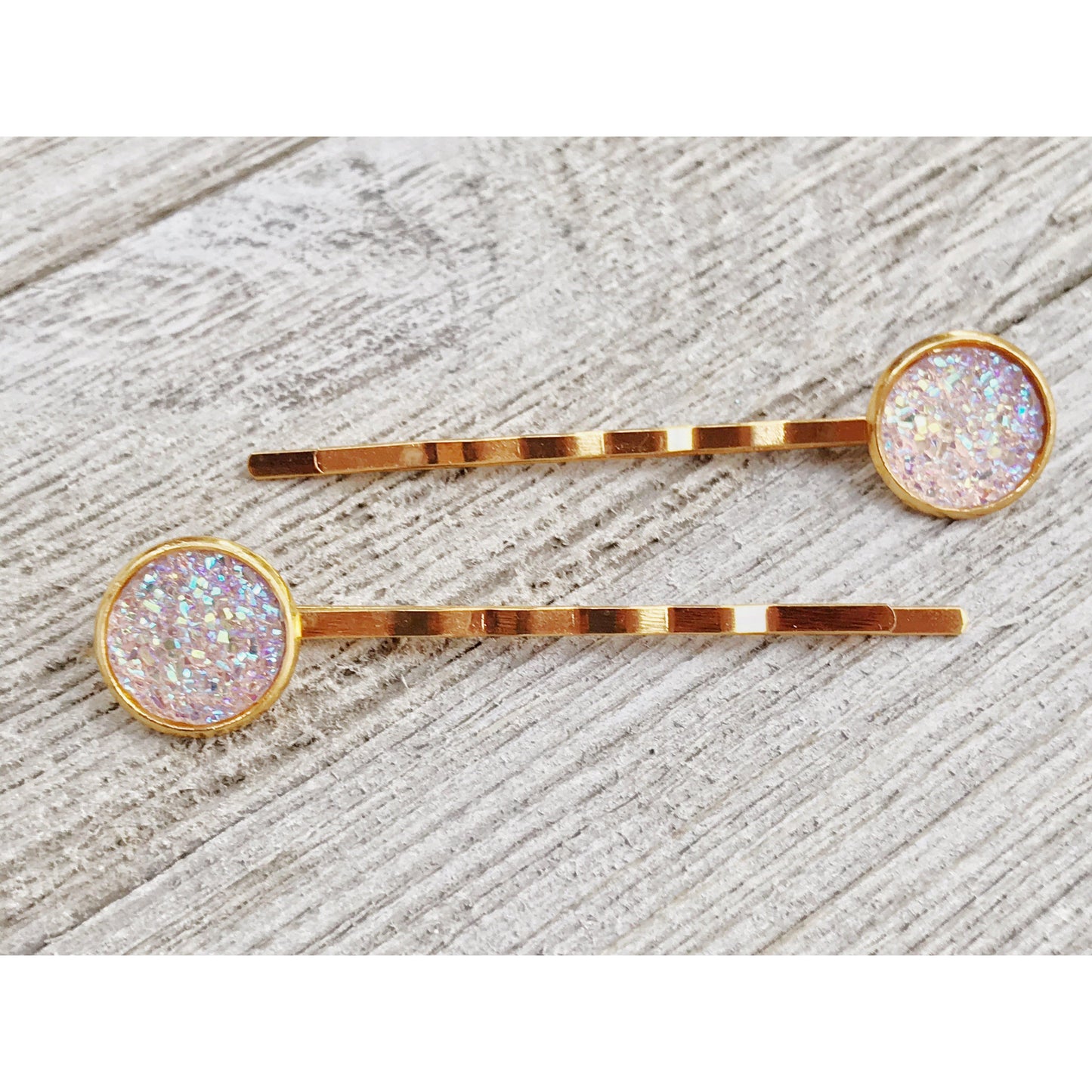 Rose Gold Druzy Hair Pins, Pink Hair Pins, Pink Glitter Hair Clips, Womans Hair Pins, Womens Hair Clips, Rose Gold Bobby Pins, Barrettes