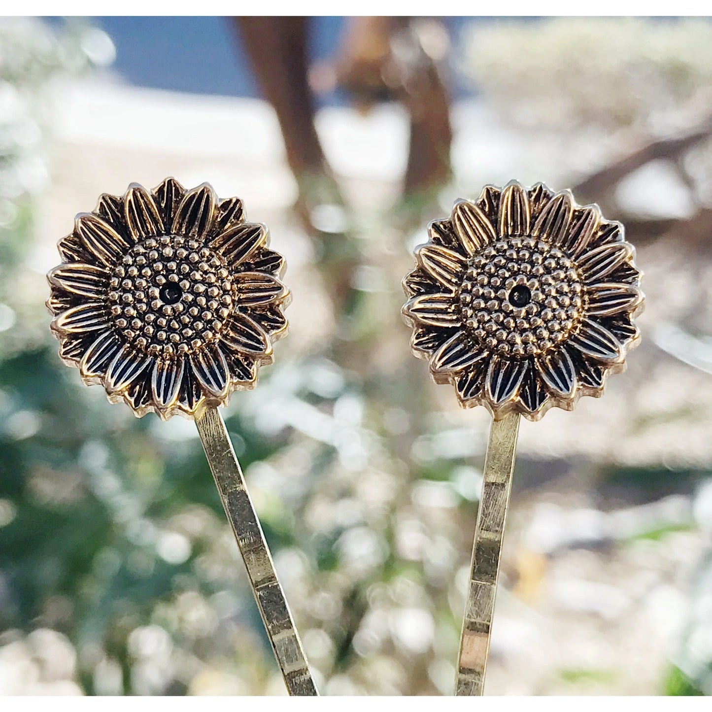 Gold Sunflower Hair Pins: Elegant Boho Floral Accessories