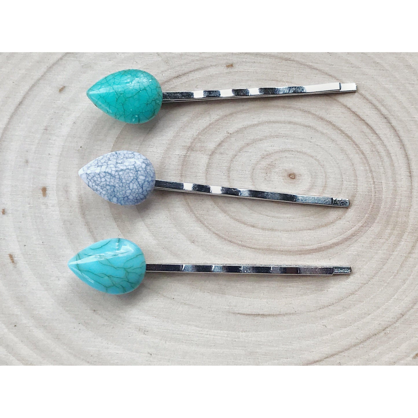 Turquoise Teardrop Hair Pin, Marbled Hair Pins, Hair Pins For Woman, Gemstone Bobby Pin, Decorative Bobby Pin, Womens Hair Pin, Gift for Her