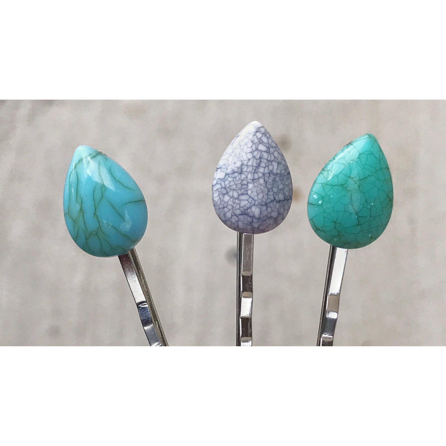 Turquoise Teardrop Hair Pin, Marbled Hair Pins, Hair Pins For Woman, Gemstone Bobby Pin, Decorative Bobby Pin, Womens Hair Pin, Gift for Her