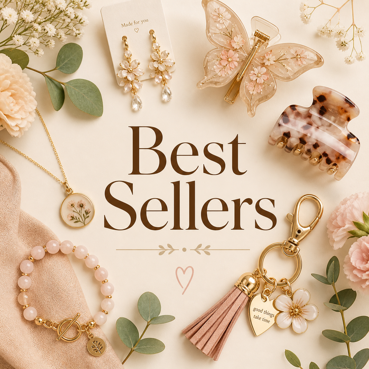 Best sellers collection with customer-favorite hair accessories, purse charms, and giftable boutique styles