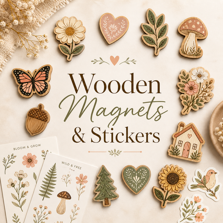 Wooden Magnets & Stickers