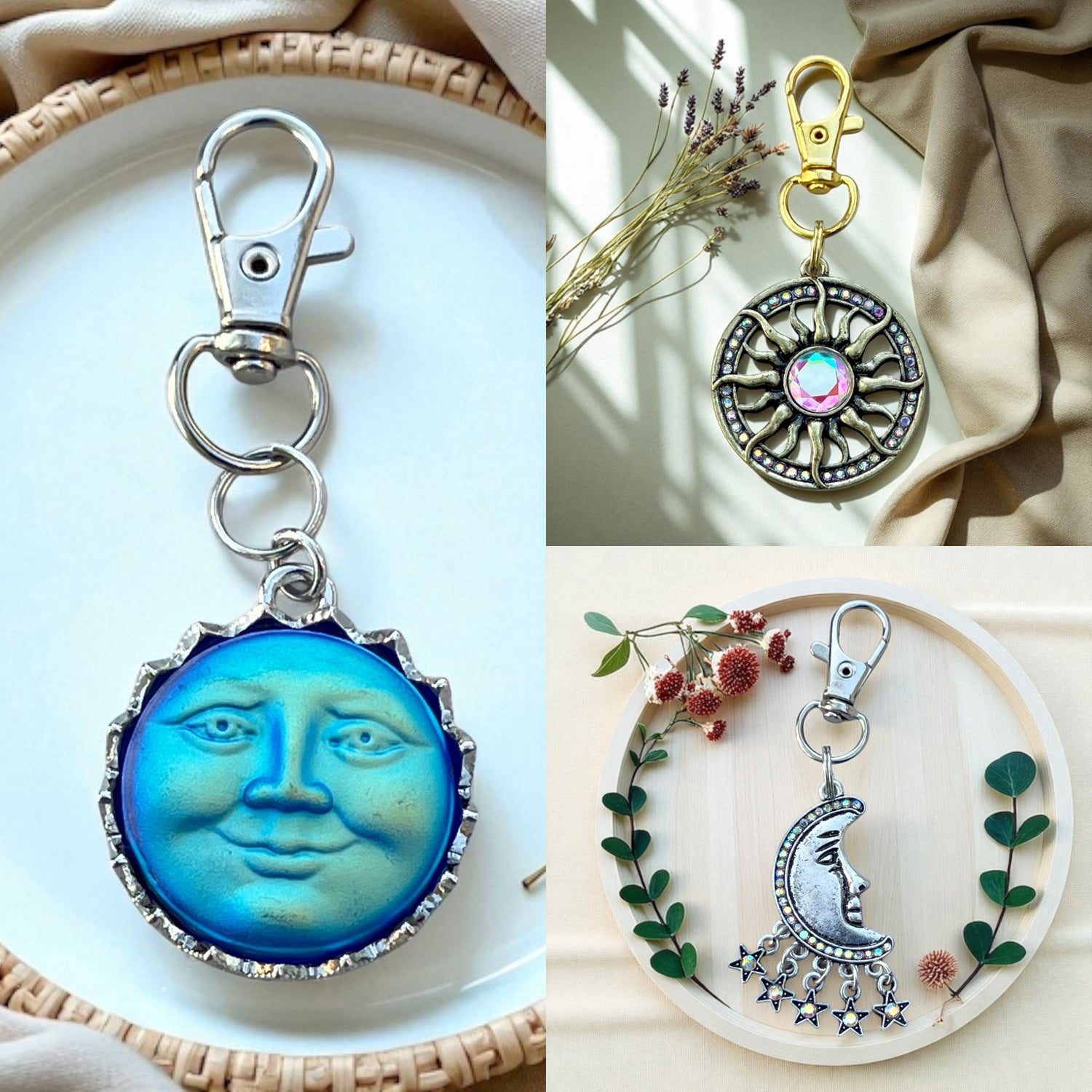 Celestial Sun & Moon Purse Charms