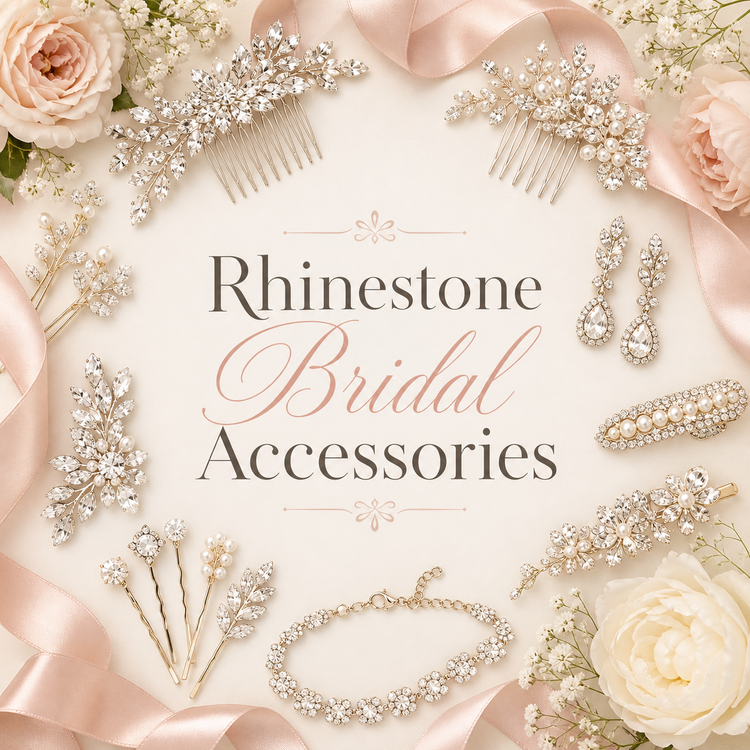 Rhinestone bridal accessories collection with sparkling wedding hair pins for brides and bridesmaids