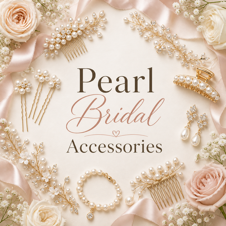 Pearl bridal accessories collection with elegant wedding hair pins for brides and bridesmaids