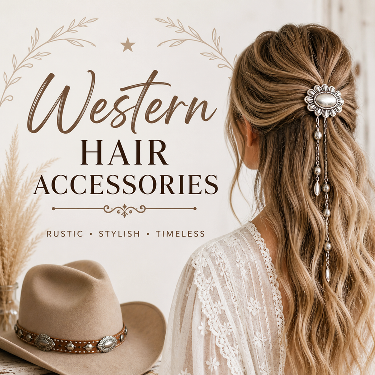 Western hair accessories collection with turquoise hair pins and western-style barrettes