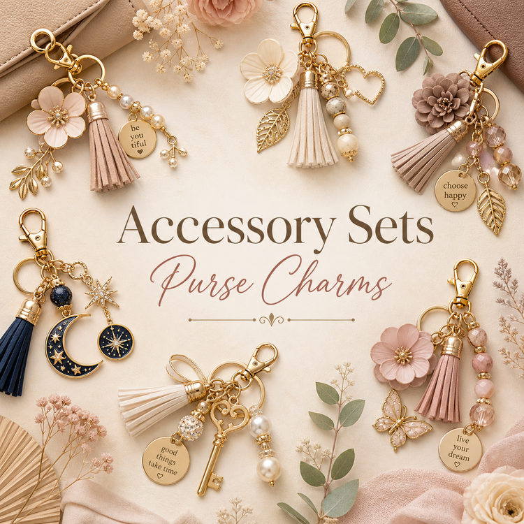 Purse charm sets collection with coordinated bag charm bundles for gifting and easy styling