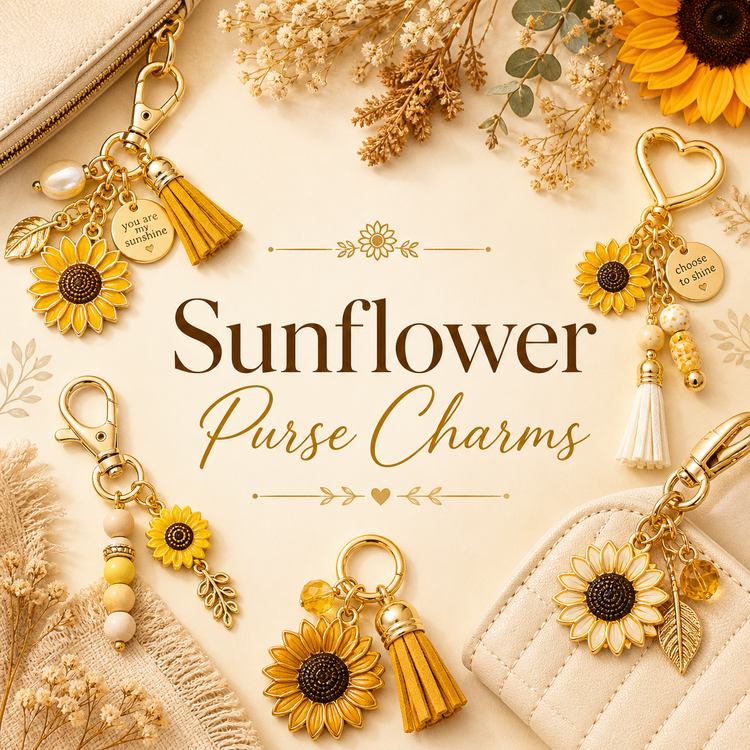 Sunflower purse charms collection with cheerful floral bag charms for gifting and everyday style