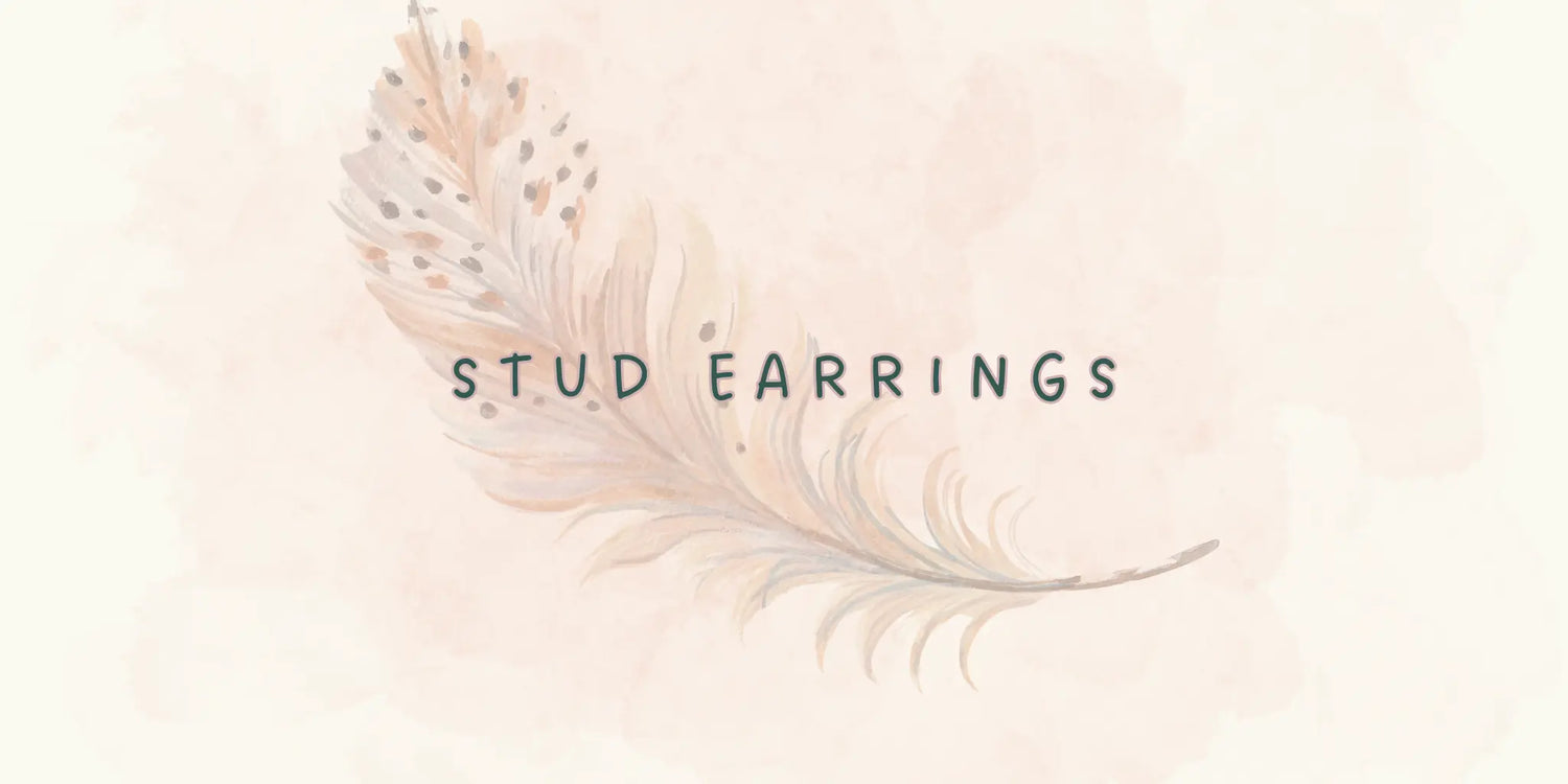 handmade stud earrings including simple wood, resin, and metal studs for everyday wear