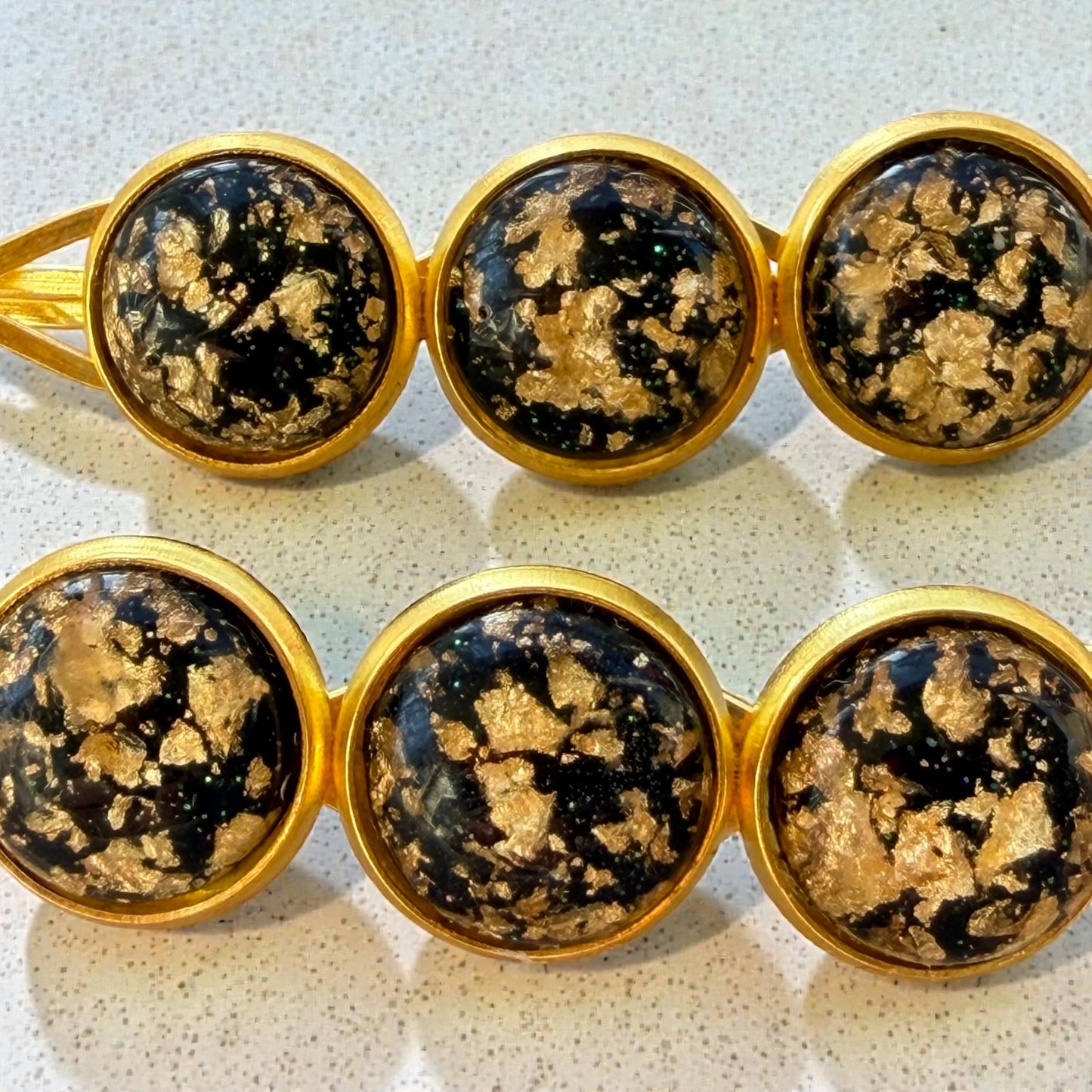 Black & Gold Foil Hair Pins – Handmade Glam Bobby Pin Set for Women