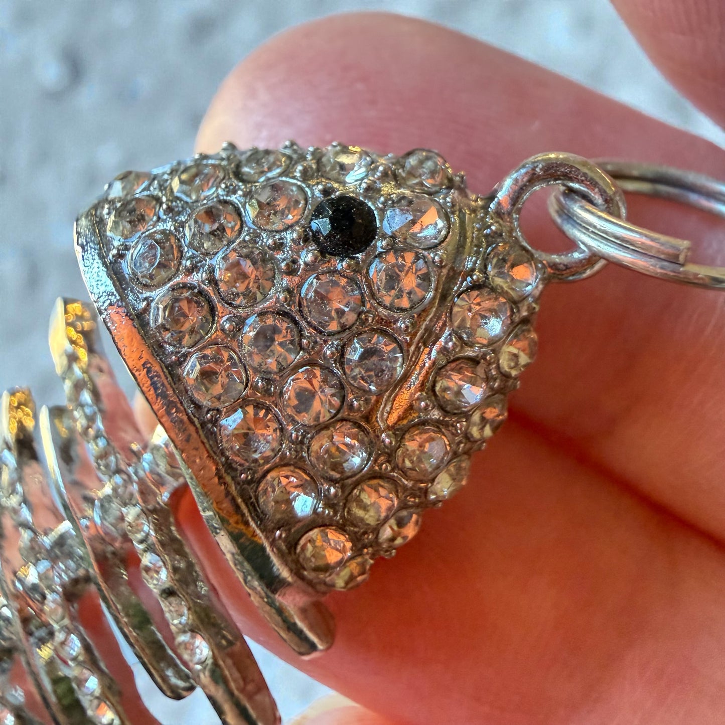 Rhinestone Fishbone Purse Charm – Sparkly Silver Bag Accessory