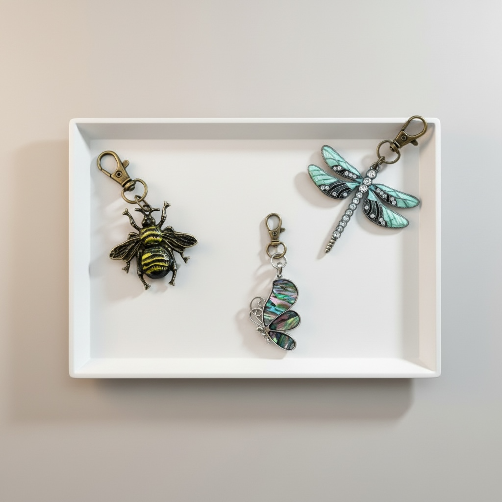 Nature Lover Purse Charm Trio – Bee, Butterfly & Dragonfly Gift Set