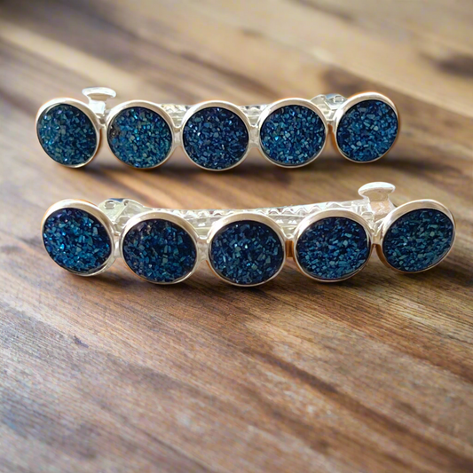Cobalt Blue Druzy Hair Clips