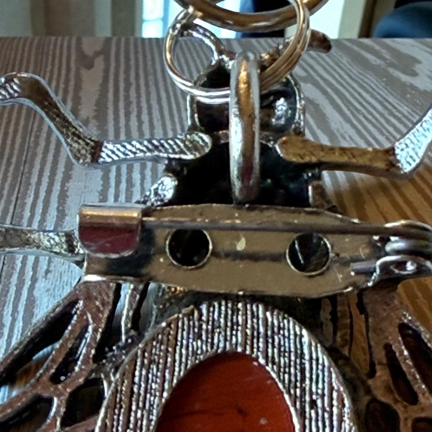 Red Jasper Bee Purse Charm – Silver Boho Bag Keychain Accessory