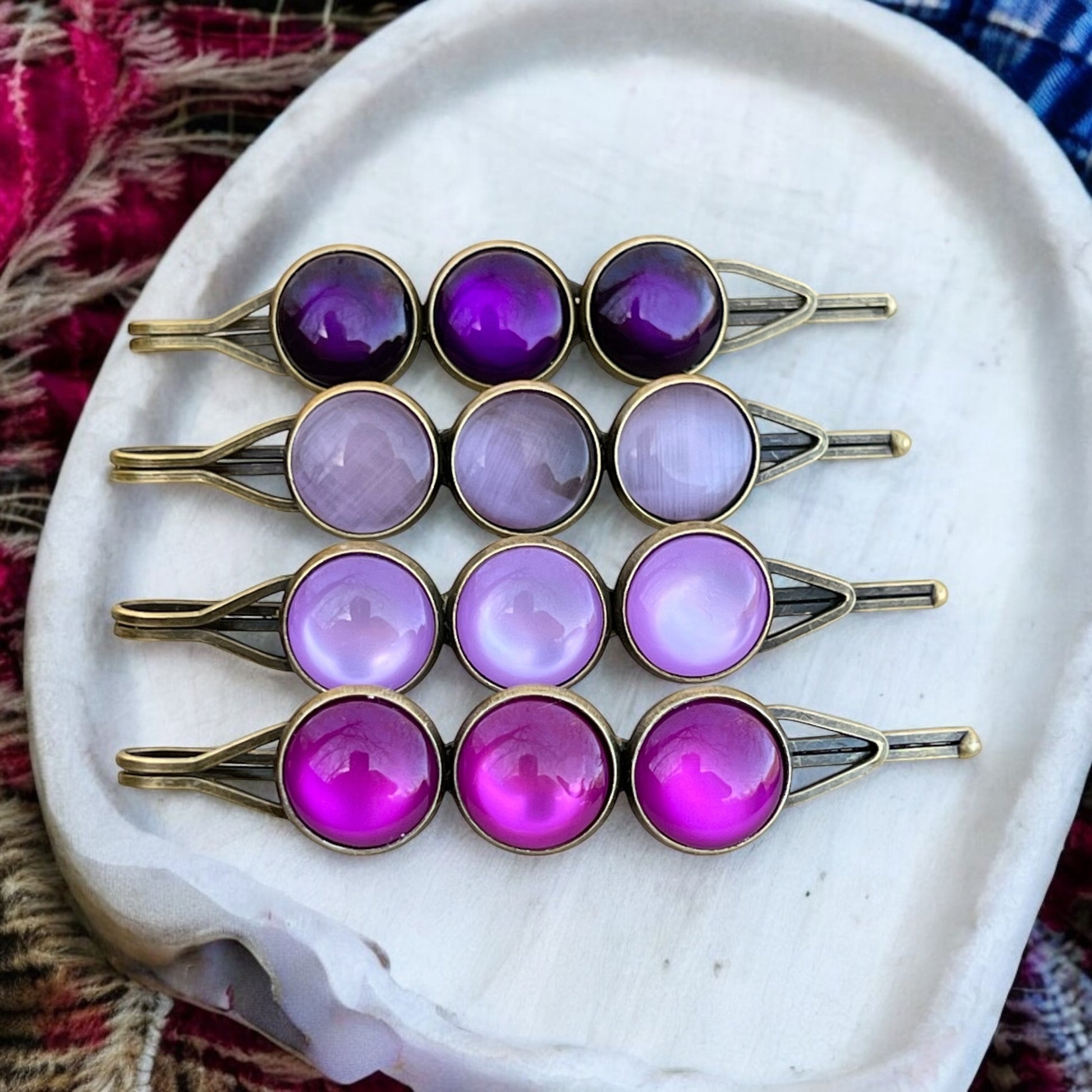 Purple Ombre Hair Pins – Set of 4 Boho Gradient Accessories