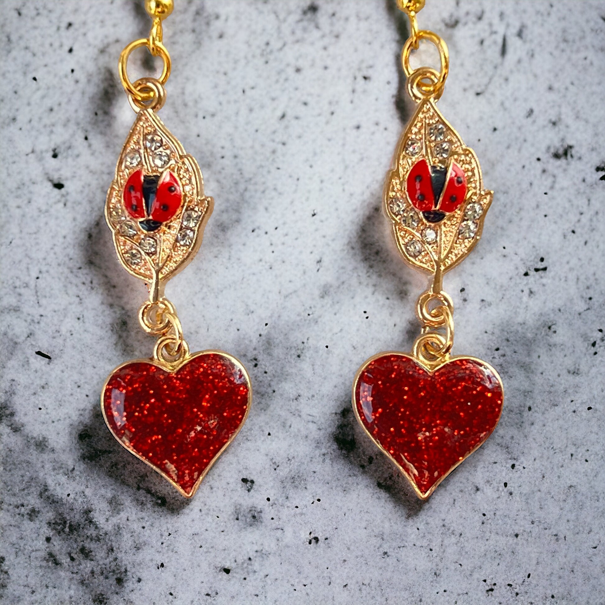 Ladybug & Heart Earrings – Whimsical Nature-Inspired Jewelry