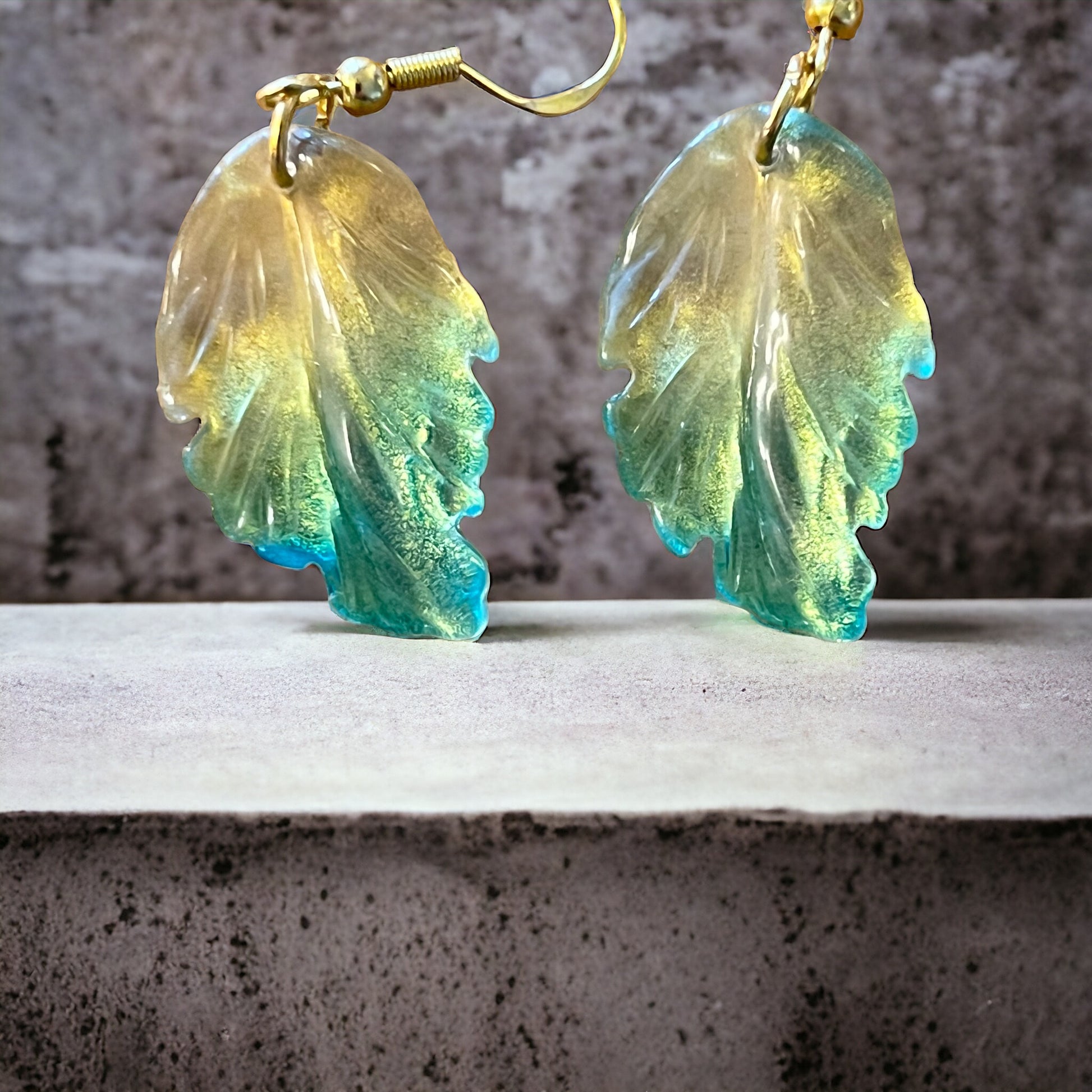 Czech Glass Leaf Earrings – Boho Nature-Inspired Dangles