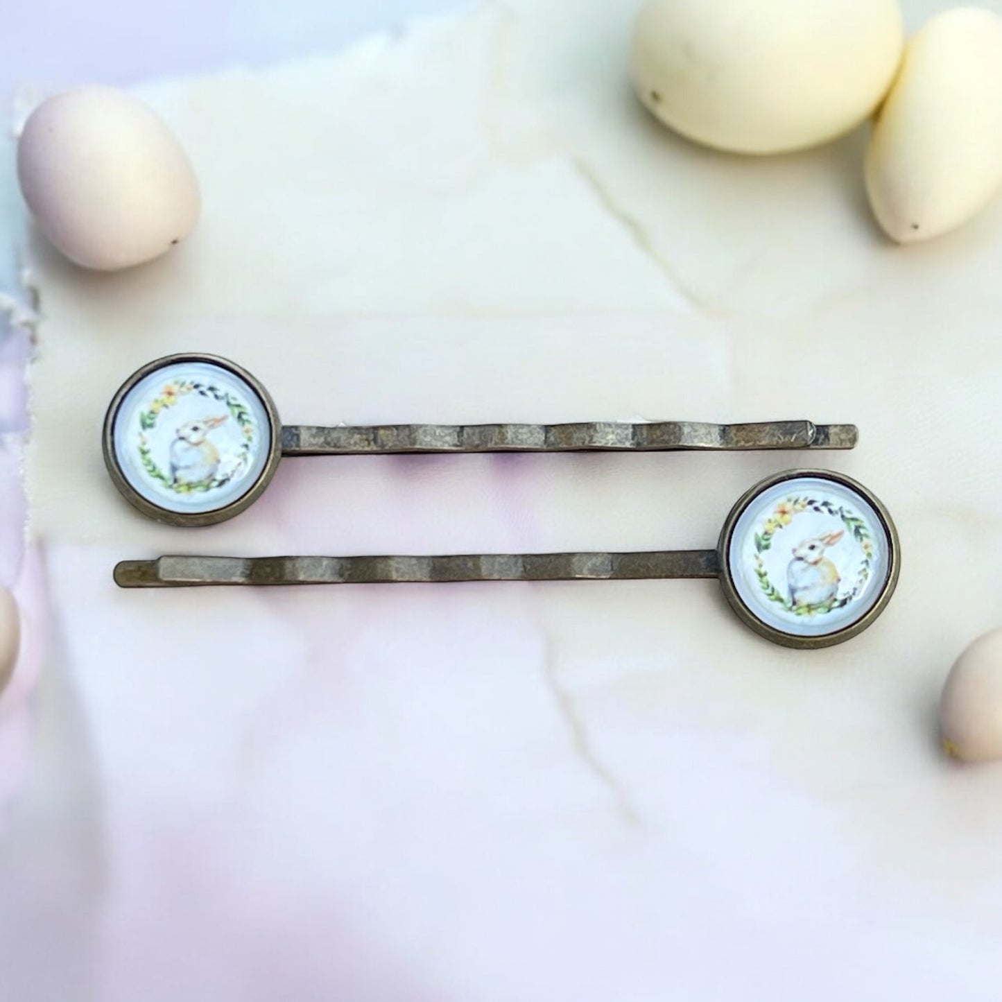 Easter Bunny Hair Pins – Set of 2 Boho Spring Clips