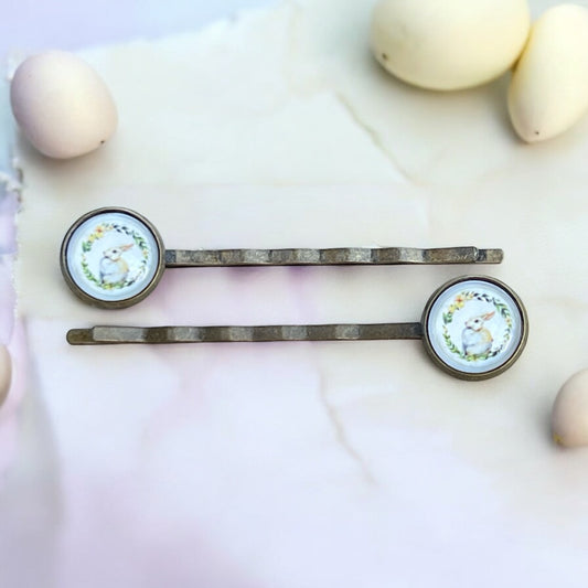 Easter Bunny Hair Pins – Set of 2 Boho Spring Clips