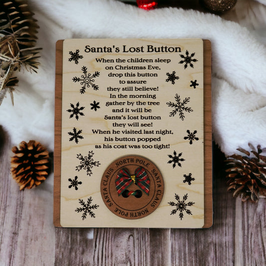 Santas Magical Lost Button, Custom Keepsake Family Gift, Kids Christmas Ornament, Present for Child from Santa, Xmas Traditions for Families