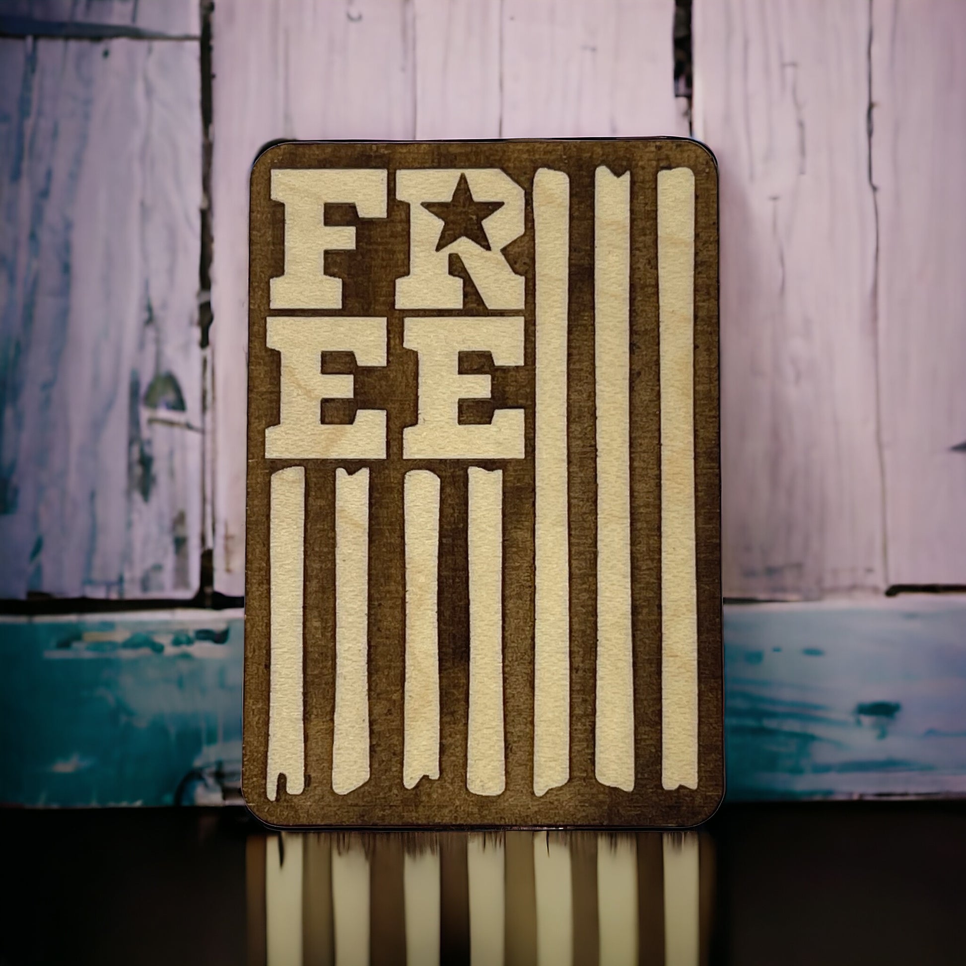 Free Flag Vertical Magnet – Patriotic Rustic Wood Decor
