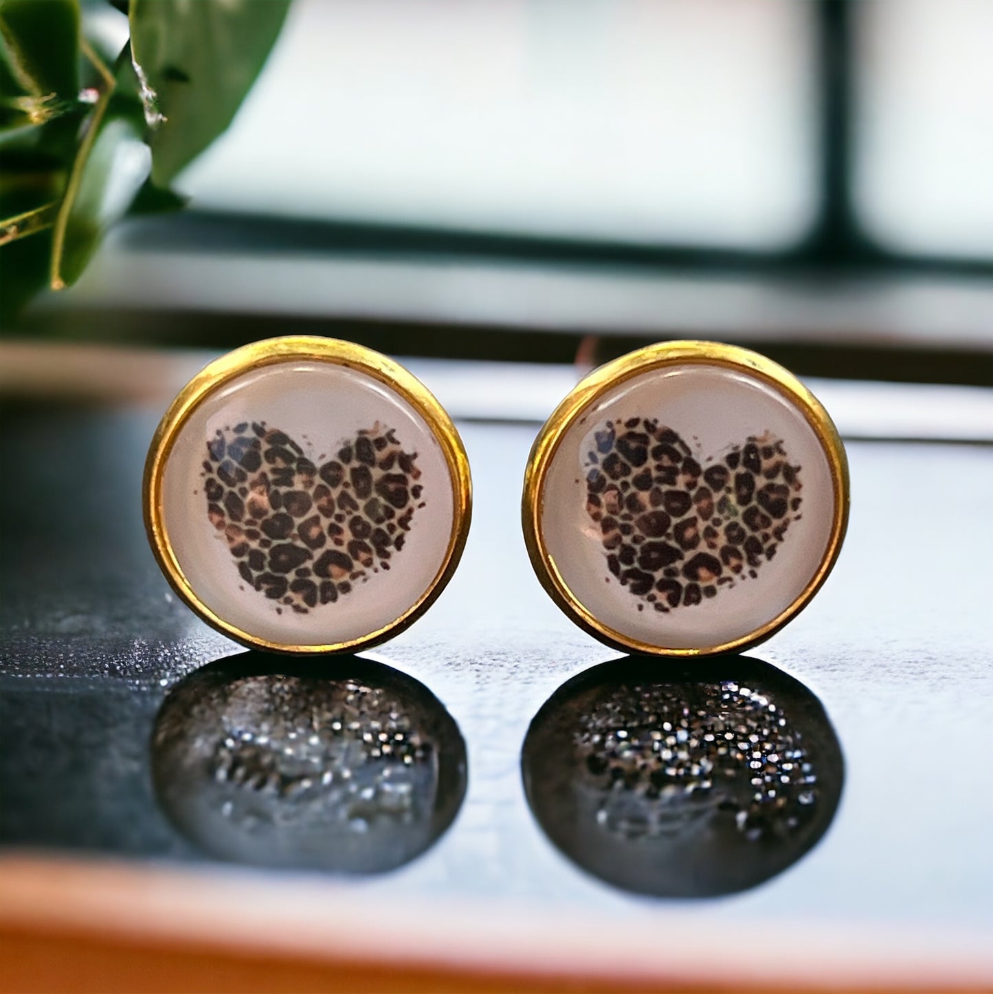 Leopard Heart Stud Earrings – Gold Wild & Playful Jewelry