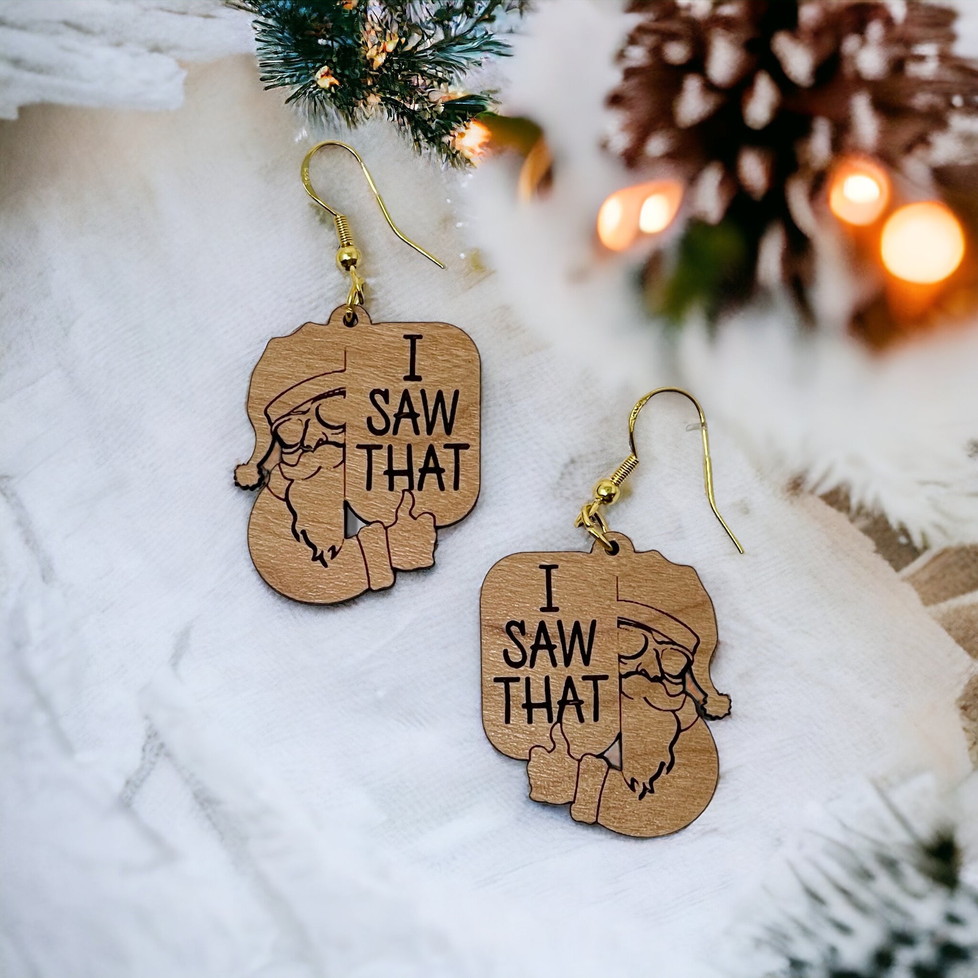 Funny Santa Earrings, Rustic Dangle Earring, Funny Quotes Earring, Cute Winter Holiday Earring, Wooden Word Earring, Country Western Jewelry