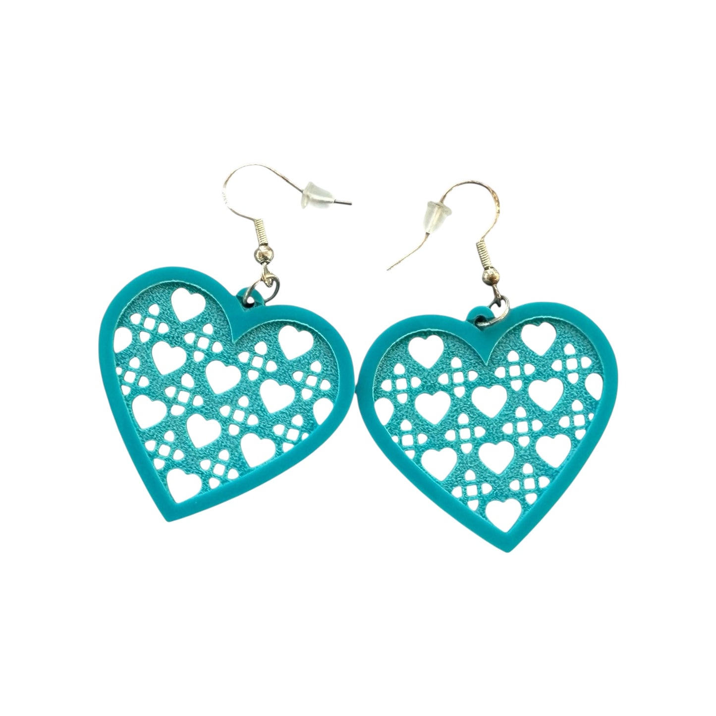 Turquoise Cutout Heart Earrings – Lightweight Boho Dangle Jewelry