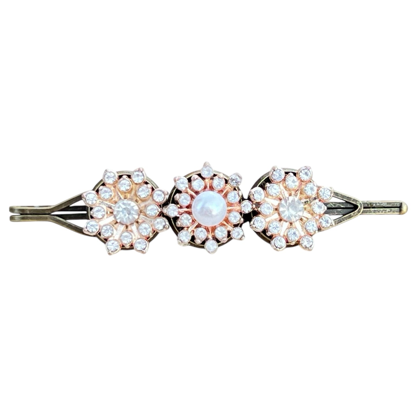 Vintage Pearl Hair Barrette – Handmade Rose Gold Bridal Clip